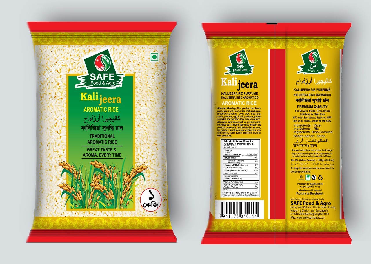 Safe Food Aromatic Rice (Chinigura, Kalijera Rice):